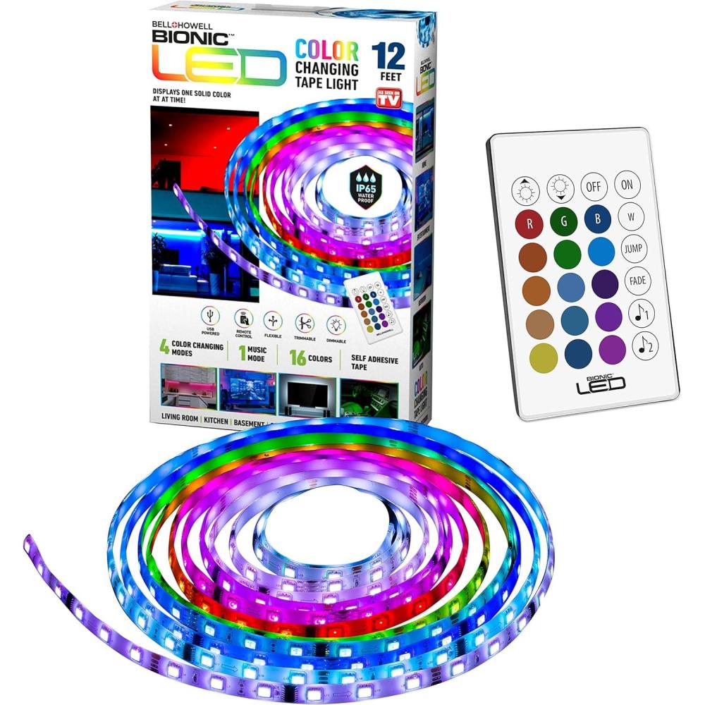 image:imageBellHowell Bionic LED Tape Light LED Strip Light Color Changing Light in 16 Colors 4 Modes with Remote Control  Backlight RGB StringLED Lights for Bedroom Living Room Kitchen As Seen On TV