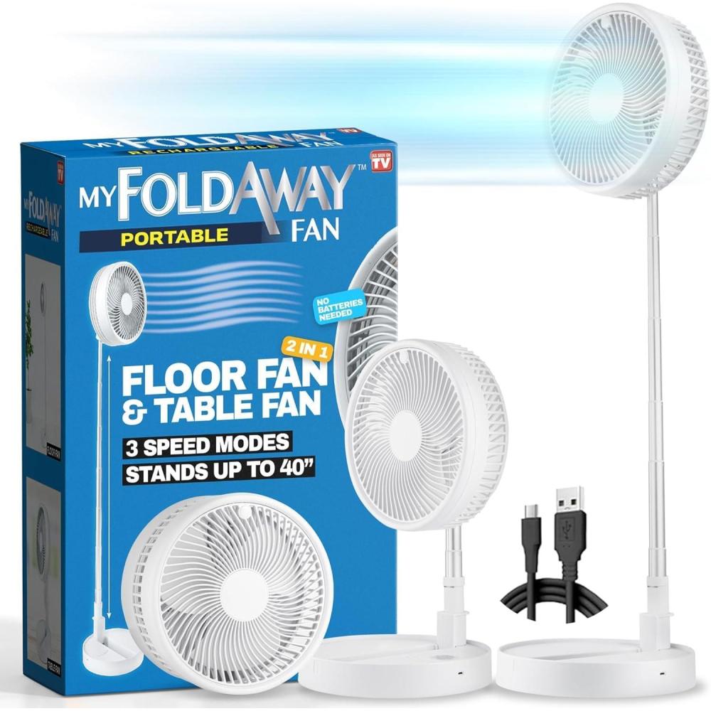 image:imageMyFoldaway Portable Fan for Travel USB Rechargeable Cordless Portable Fans for Desk Home Camping Sleeping Lightweight Compact amp Foldable Travel Fan Pedestal Extends from 440 Quiet 3 Speeds