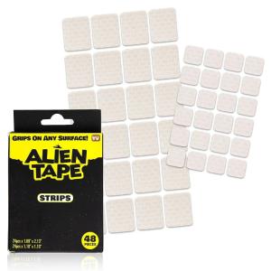 Alientape Strips Double Sided Tape Multipurpose Removable Adhesive Transparent Grip Mounting Strips 48 Pcs Washable Strong Sticky Heavy Duty for Carpet Photo Frame Poster Décor As Seen On TV