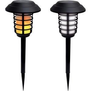Bell + Howell Smart Solar XL Pathway Lights 2-in-1, Bright White & Flickering Flame Solar Torches Waterproof Outdoor Lighting Landscape Lights Dusk to Dawn Auto On/Off for Garden Patio Yard, 8 PACK