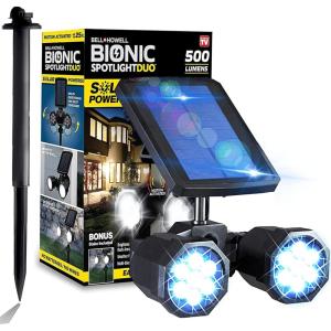 Bell+Howell Bionic Duo Spotlight: Solar Outdoor Lights with Motion Sensor, Adjustable Heads, Super Bright LEDs – Waterproof Landscape Lighting for Patio, Yard, Garden – No Batteries Needed!(1 Pack)