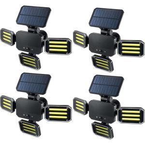 Bell+Howell Bionic Flood Light ASON TV, Solar Lights Outdoor Waterproof- 50% Brighter 108 COB-LED’s w/Motion Sensor 180° Swivel, Adjustable Panels for Garden, Lawn and Patio As Seen On TV(4 Pack)