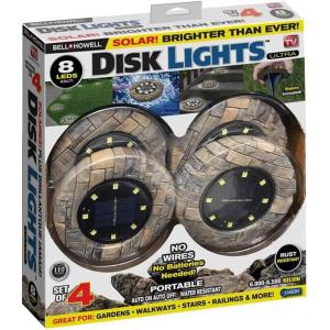 Bell+Howell Disk Lights Solar Ground Lights Stone Dark Gray -Upgraded Wireless Solar Garden Waterproof Lighting 8 LED Bulbs for Patio, Garden, Yard, 4 Packs, As Seen On TV(Slate)