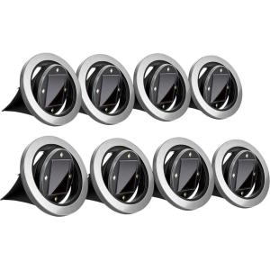 Bell+Howell Swivel Disk Lights Deluxe Set of 4 Inground Solar Lights with 8 LED Bulbs Solar Power Outdoor Lights for Yard, Garden and Lawn – Wireless, Stakes Included – As Seen On TV(8 Disks (1 Pack of 8))