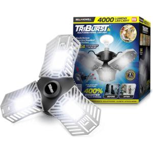 Bell+Howell TRIBURST Aluminum LED Socket Ceiling Light Bulbs 60W 4000 LM 6500K – 3 Deformable Panels LED Shop Light Fixture for Indoor, Bedroom, Living Room, Garage Lights, Home Improvement, E26 / E27