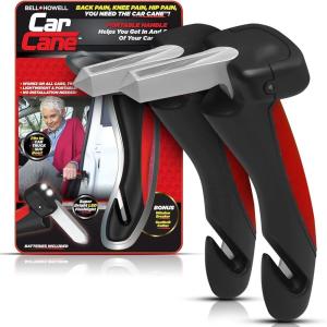 Emson Car Cane, All-in-One Car Cane Door Handle and Mobility Aid with Built in LED Flashlight, Window Breaker Seatbelt Cutter, Car Handle Assist for Elderly and Car Emergency Tool- Batteries Included(Original 2 Pk)