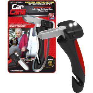 Emson Car Cane, All-in-One Car Cane Door Handle and Mobility Aid with Built in LED Flashlight, Window Breaker Seatbelt Cutter, Car Handle Assist for Elderly and Car Emergency Tool- Batteries Included(Original 1 Pk)