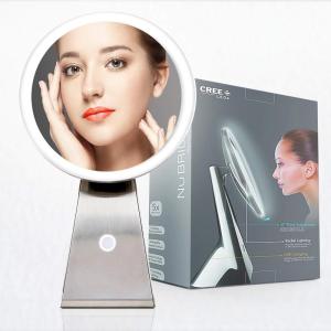 NU BRILLIANCE 8” Magnifying Makeup Mirror Cordless USB Rechargeable -5X Magnification with 360° Dimmable Lighting and Touch Control Cosmetic Makeup Mirror-2021 High End Model – Platinum