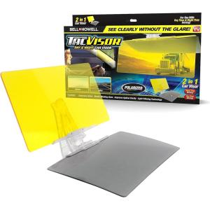 Tacvisor by Bell+Howell for Day and Night, Polarized Sun Visor, Anti-Glare, UV Blocking Sun Protection Vehicle Windshield Sunshade, Car Accessories for Clearer Vision and Safety Driving As Seen On TV(1)
