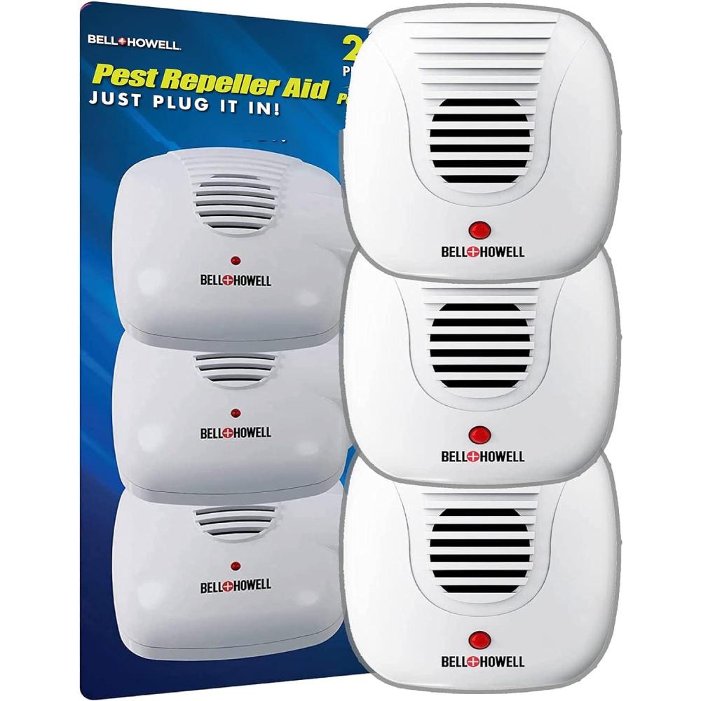 image:imageBell  Howell Ultrasonic Pest Repeller Home Kit Pack of 3 Ultrasonic Pest Repeller Pest Repellent for Home Bedroom Office Kitchen Warehouse Hotel Safe for Human and Pet